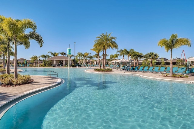 view of pool featuring a gazebo