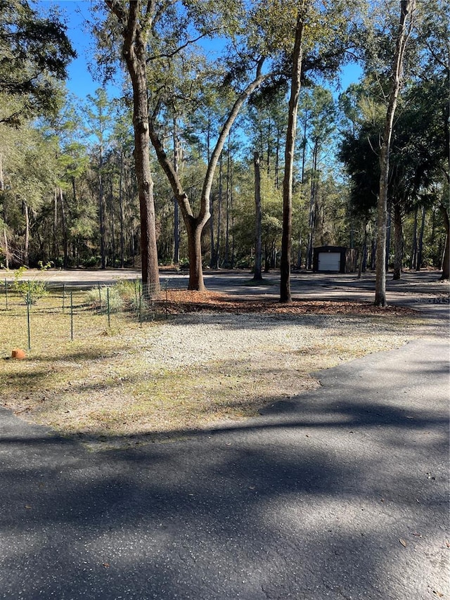 view of yard with a garage