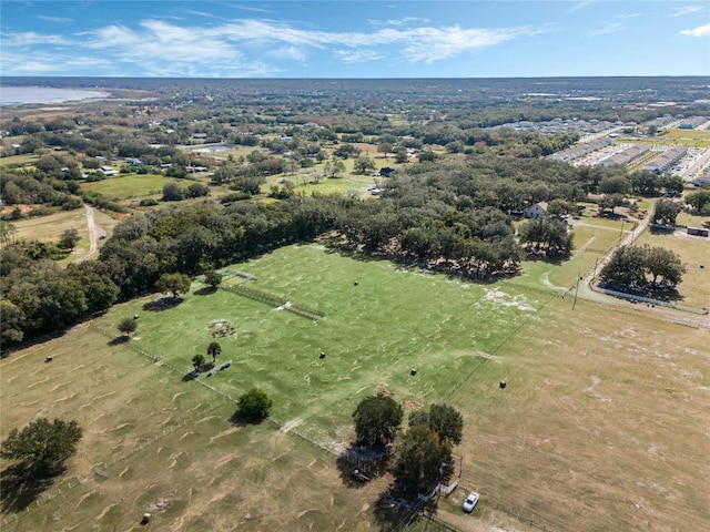 drone / aerial view with a water view and a rural view