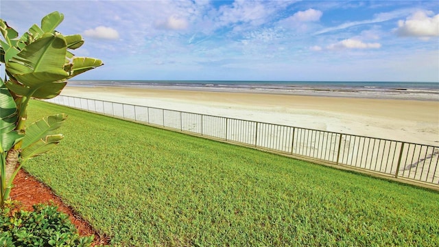 view of water feature with a view of the beach