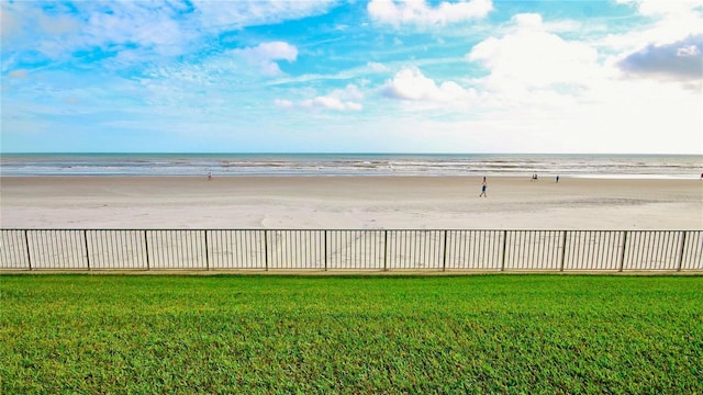 property view of water featuring a beach view