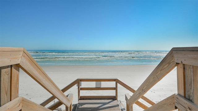 property view of water featuring a view of the beach