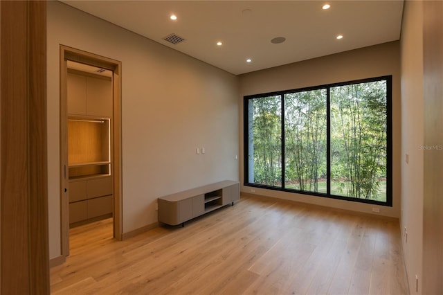 spare room with light hardwood / wood-style floors and plenty of natural light