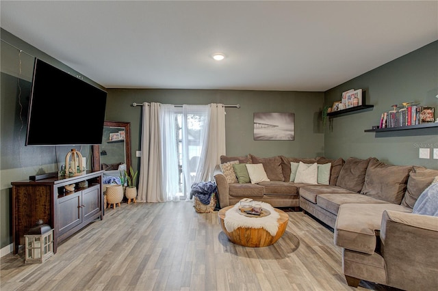 living room featuring light wood-type flooring