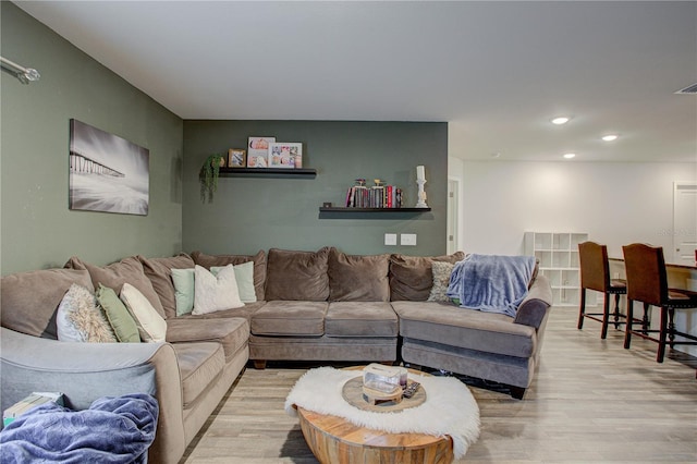 living room with light wood-type flooring