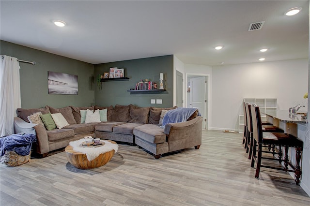 living room featuring light hardwood / wood-style flooring