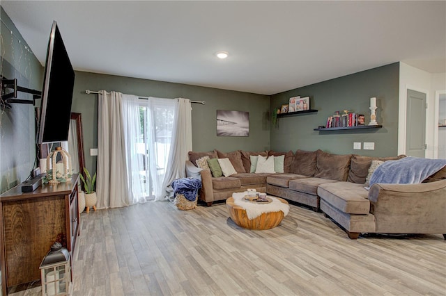 living room featuring light wood-type flooring