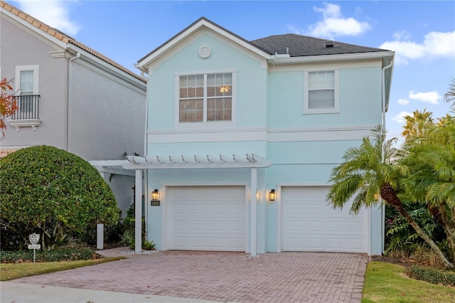 view of front of house with a garage