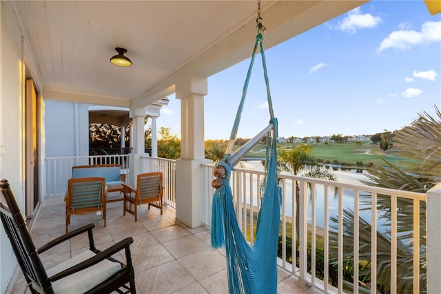 balcony with a water view