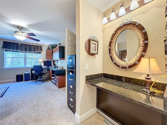 4208 Clubside Dr Unit 4208, Longwood, FL 32779 - carpeted office space featuring a textured wall, baseboards, a ceiling fan, and a textured ceiling