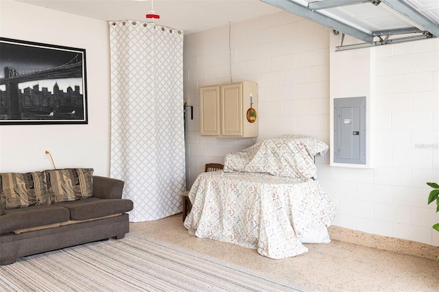 bedroom featuring electric panel