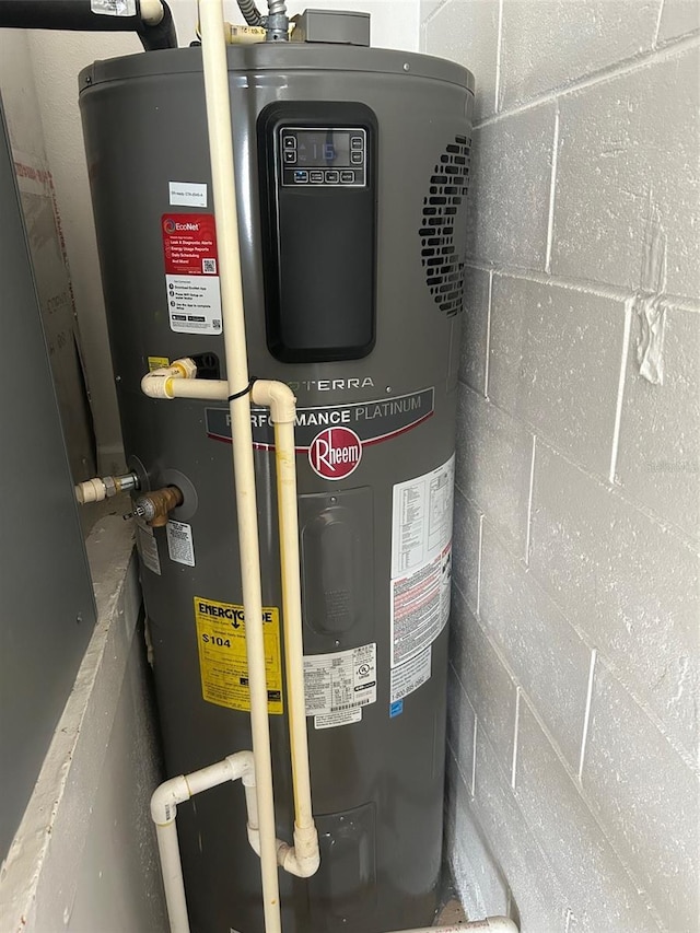 utility room with water heater