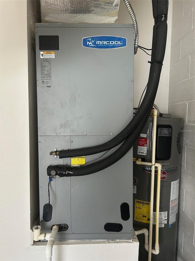 utilities with heating unit and heat pump water heater