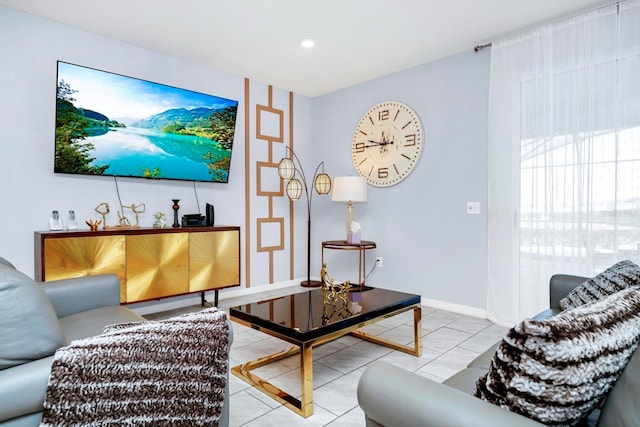 view of tiled living room