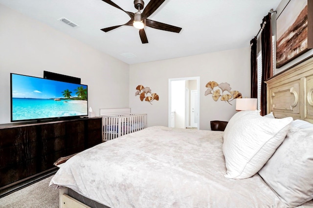 bedroom with carpet and ceiling fan