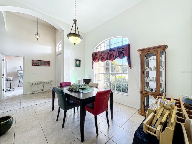 dining area featuring light tile patterned floors