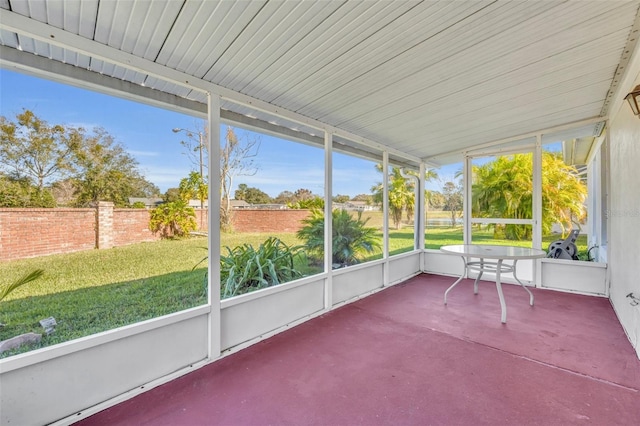 view of unfurnished sunroom