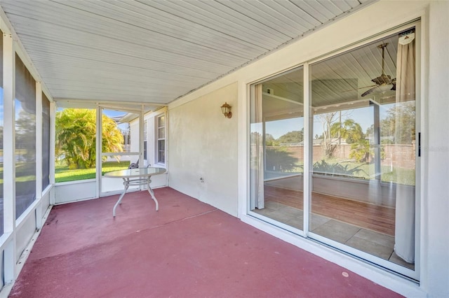 view of unfurnished sunroom