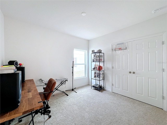 view of carpeted home office