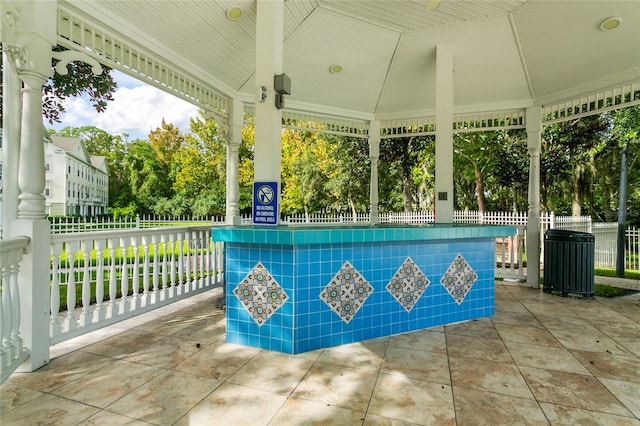 view of swimming pool with a gazebo and central AC