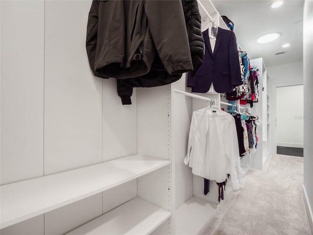 spacious closet featuring carpet flooring