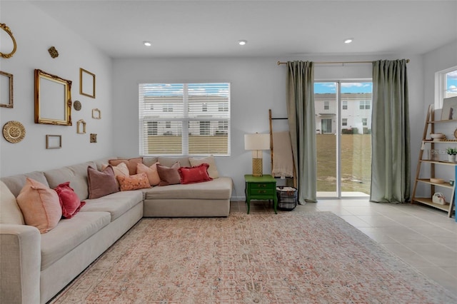 view of tiled living room