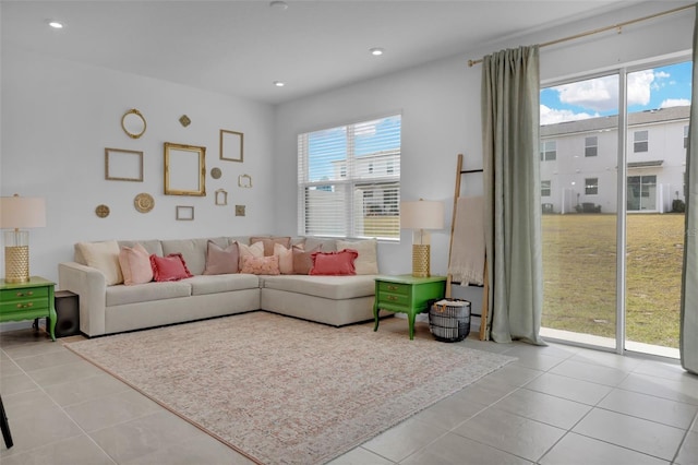 view of tiled living room