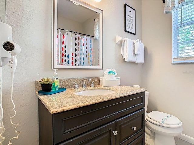 bathroom with toilet and vanity