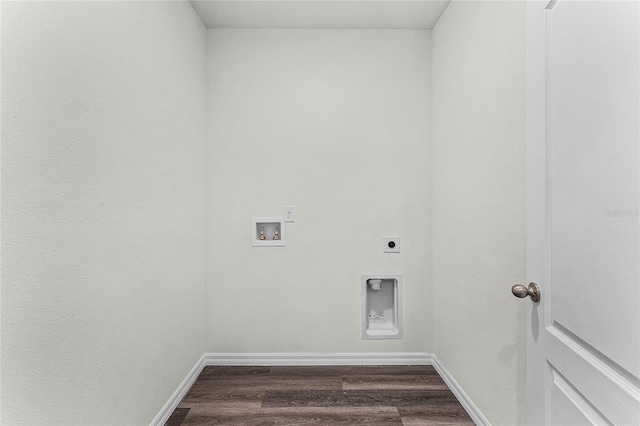 laundry area with dark hardwood / wood-style flooring, electric dryer hookup, and hookup for a washing machine