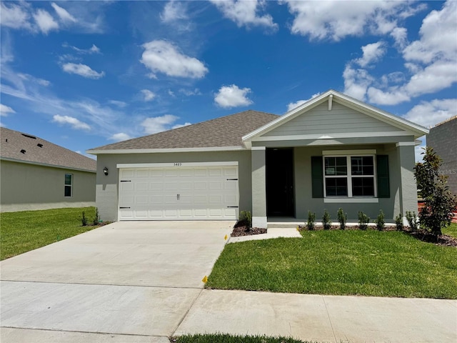 5489 Hayloft Dr, Apopka, FL 32712 - single story home with stucco siding, concrete driveway, a front lawn, and a garage