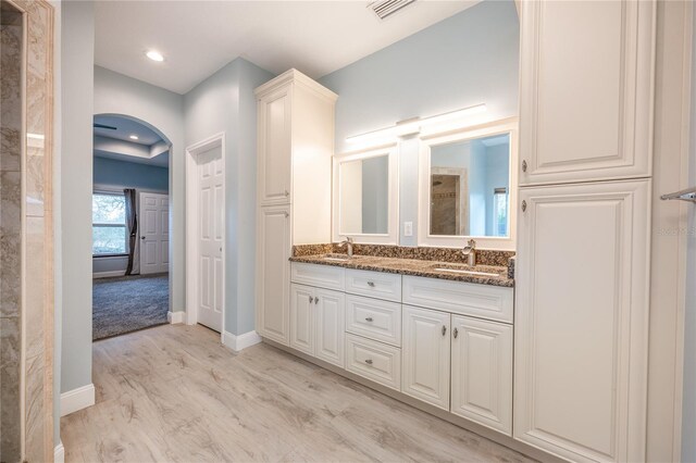 bathroom featuring vanity and wood-type flooring