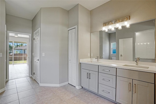 bathroom featuring vanity and tile patterned floors