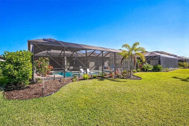 view of yard featuring a lanai