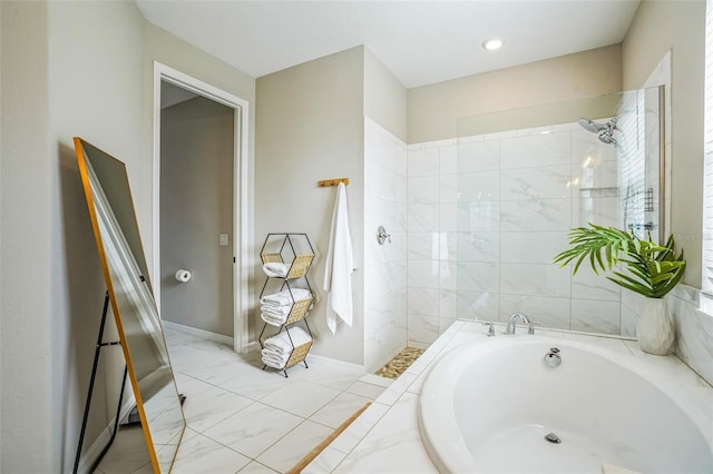 bathroom with independent shower and bath