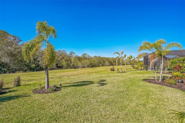 view of yard featuring a lanai