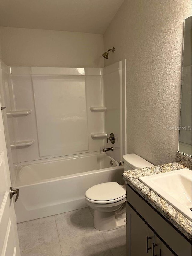 full bathroom with toilet, shower / tub combination, and vanity