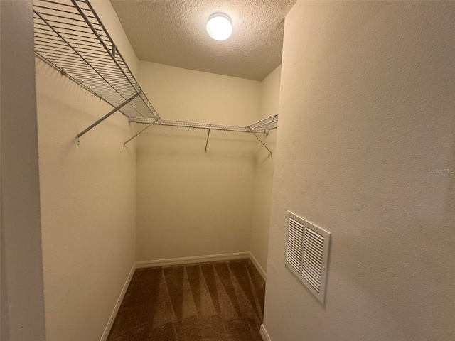 spacious closet with dark carpet