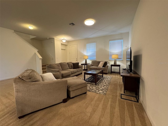 living room with carpet flooring