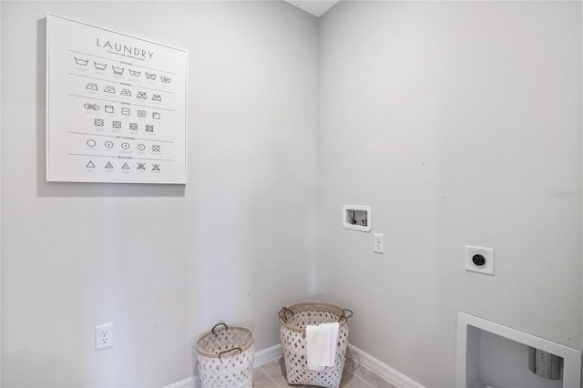 clothes washing area featuring washer hookup, tile patterned flooring, and electric dryer hookup