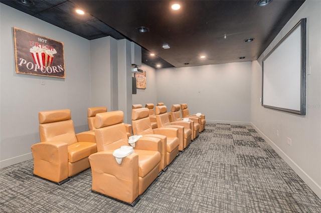 view of carpeted cinema room