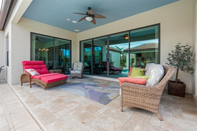 view of patio with ceiling fan