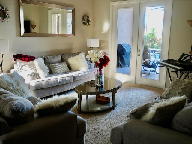 living room featuring french doors