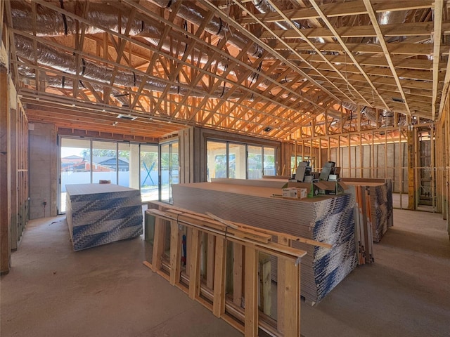 misc room featuring lofted ceiling