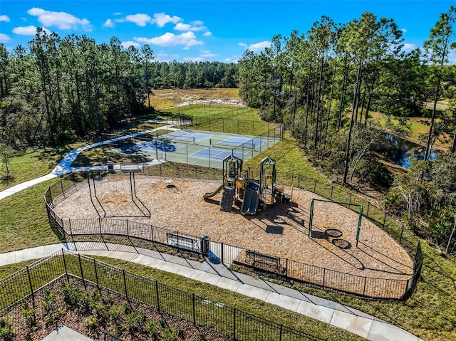 view of jungle gym with a yard