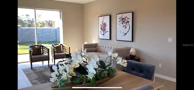 view of tiled living room