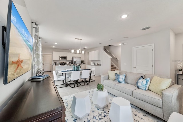 view of tiled living room