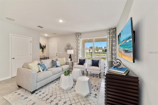 view of tiled living room