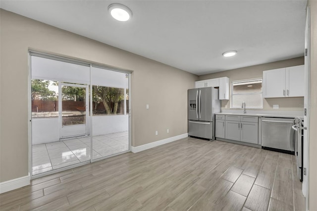 kitchen with white cabinetry, sink, and stainless steel appliances