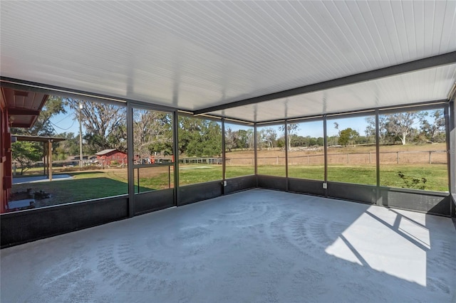 view of unfurnished sunroom