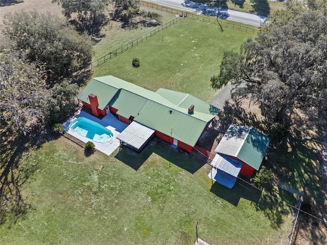 aerial view with a rural view